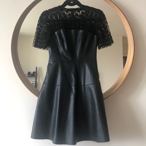 Zara Faux Leather Dress with Lace Detail